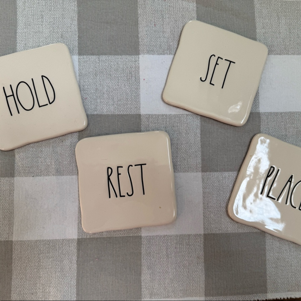 Rae Dunn set of 4 coaster set (x2)